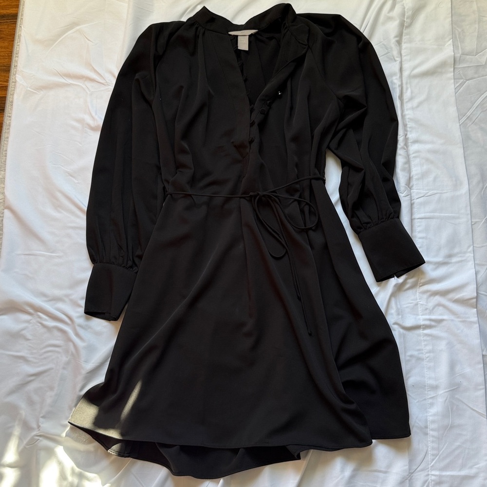 H&M Black Button-Down Dress Size M